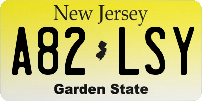 NJ license plate A82LSY