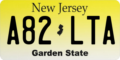 NJ license plate A82LTA