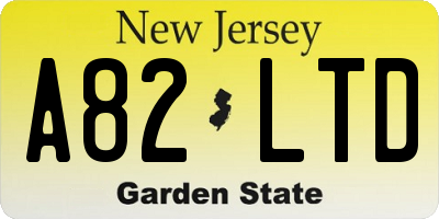 NJ license plate A82LTD
