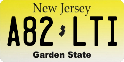 NJ license plate A82LTI