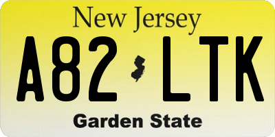 NJ license plate A82LTK