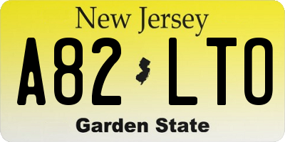 NJ license plate A82LTO