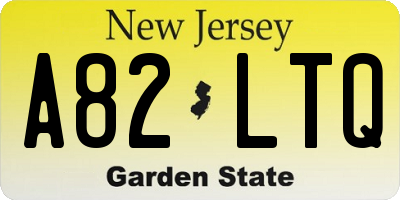 NJ license plate A82LTQ