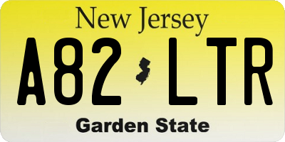 NJ license plate A82LTR