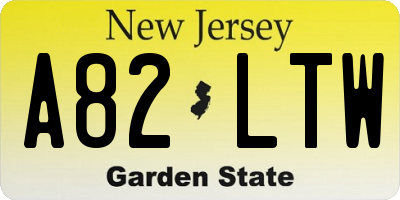NJ license plate A82LTW