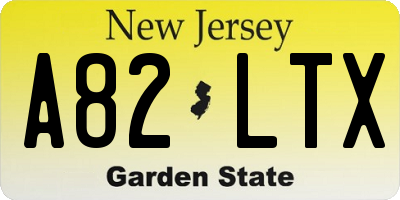 NJ license plate A82LTX