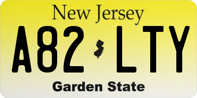 NJ license plate A82LTY