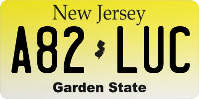 NJ license plate A82LUC