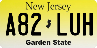 NJ license plate A82LUH