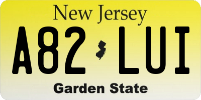NJ license plate A82LUI