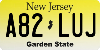 NJ license plate A82LUJ