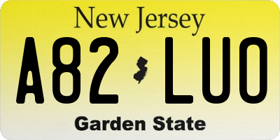 NJ license plate A82LUO