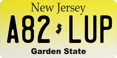 NJ license plate A82LUP
