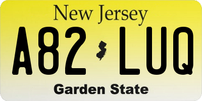 NJ license plate A82LUQ