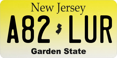 NJ license plate A82LUR