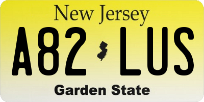 NJ license plate A82LUS