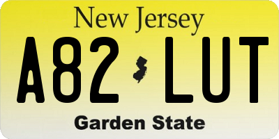 NJ license plate A82LUT