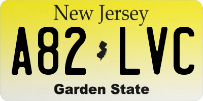 NJ license plate A82LVC