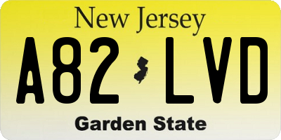 NJ license plate A82LVD