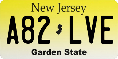 NJ license plate A82LVE