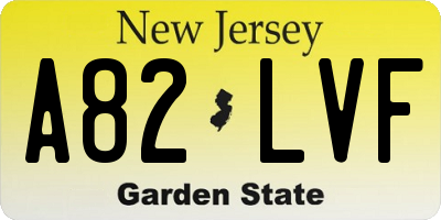 NJ license plate A82LVF