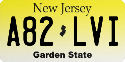 NJ license plate A82LVI