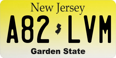 NJ license plate A82LVM