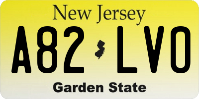 NJ license plate A82LVO