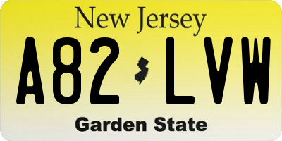 NJ license plate A82LVW