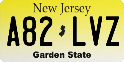 NJ license plate A82LVZ