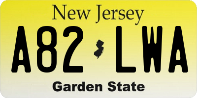 NJ license plate A82LWA