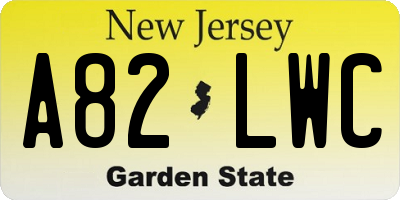 NJ license plate A82LWC