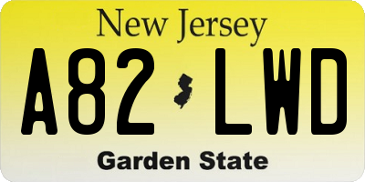 NJ license plate A82LWD
