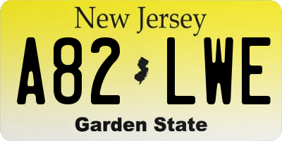 NJ license plate A82LWE