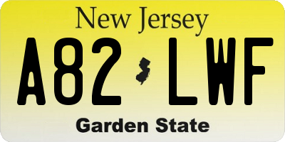 NJ license plate A82LWF