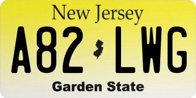NJ license plate A82LWG