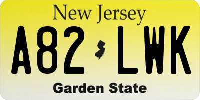 NJ license plate A82LWK