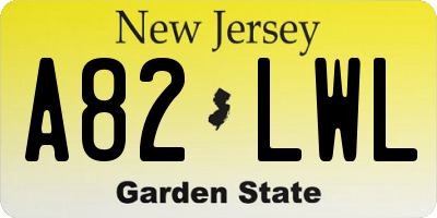NJ license plate A82LWL