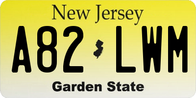 NJ license plate A82LWM