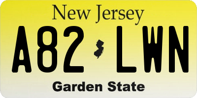 NJ license plate A82LWN
