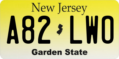 NJ license plate A82LWO