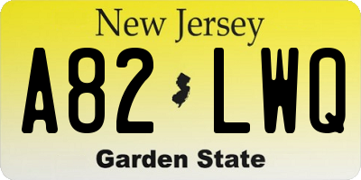 NJ license plate A82LWQ
