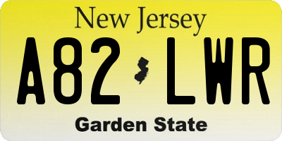 NJ license plate A82LWR
