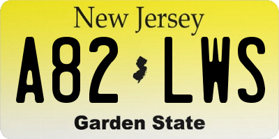 NJ license plate A82LWS
