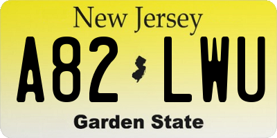NJ license plate A82LWU