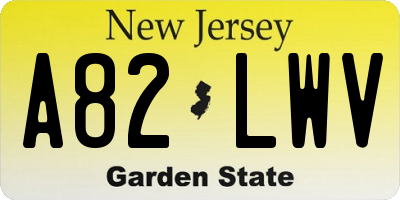 NJ license plate A82LWV