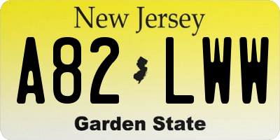 NJ license plate A82LWW