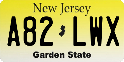 NJ license plate A82LWX