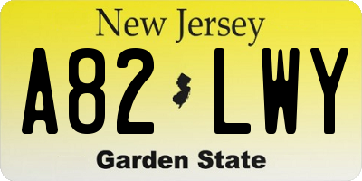 NJ license plate A82LWY