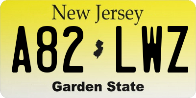 NJ license plate A82LWZ